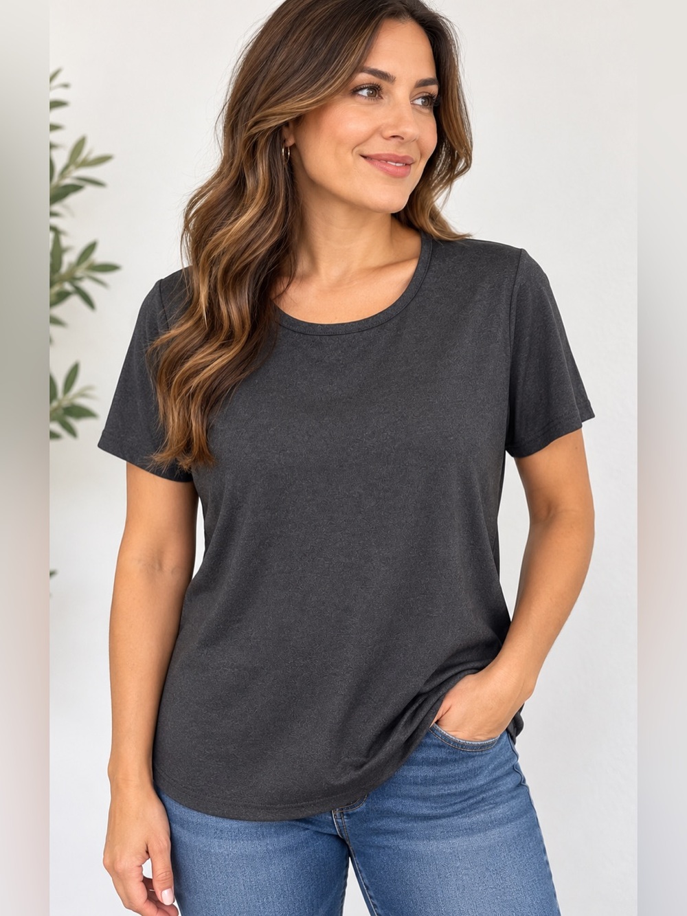 Adrienne Vittadini Sport Women’s XL Charcoal Gray Mesh Back Activewear Top